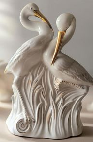 Vintage Spanish Porcelain Heron Statue M Requena Valencia