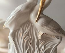 Vintage Spanish Porcelain Heron Statue M Requena Valencia