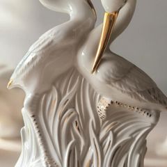 Vintage Spanish Porcelain Heron Statue M Requena Valencia