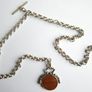 Vintage Silver Plated Pocket Watch Chain With Fob Image 5