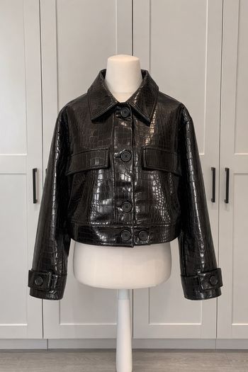 Zara Croc Effect Faux Leather Jacket, Size M, New with tags