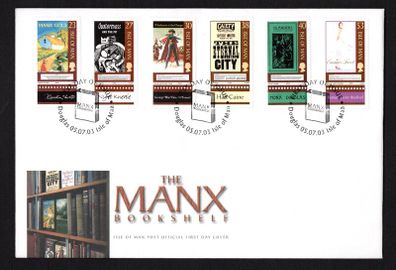 2003 Isle of Man The Manx Bookshelf. Book Covers Commemorative Stamps First Day Cover (FDC)