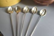 Sterling silver antique straw spoons set of 5