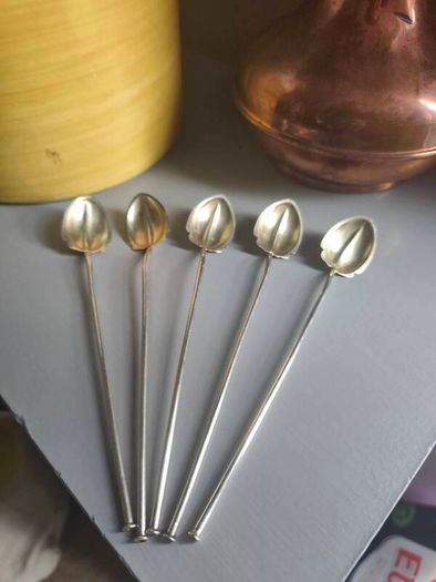 Sterling silver antique straw spoons set of 5