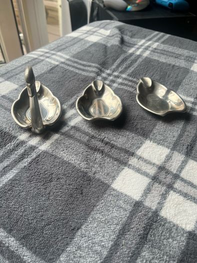 Vintage Seba England Silver Plated Stackable Swan Ashtray Set