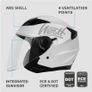 Westt Jet XL Open Face Helmet with Dual Sun Visor - White Image 2