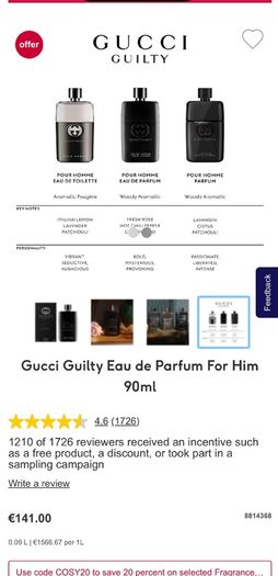 GUCCI Guilty 90ml parfum for him