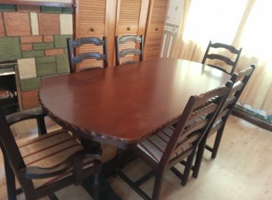 Mahogany tables / chairs / drinks cabinet