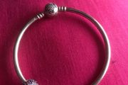 pandora bangle and pave charm