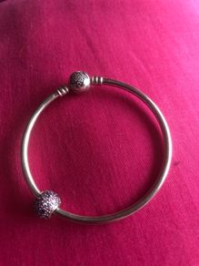 pandora bangle and pave charm