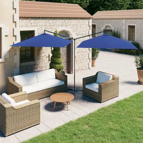Double Parasol with Steel Pole Azure Blue 600x300 cm