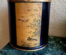 Vintage chinoiserie toleware bin