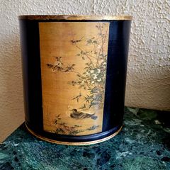 Vintage chinoiserie toleware bin