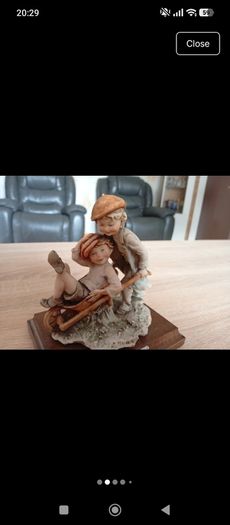 Original Italian Giuseppe Armani Capodimonte Figurine Two Children with Wheelbarrow