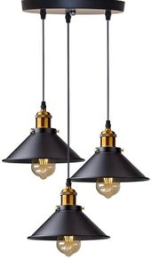 3 Lights Industrial Ceiling Light, Retro Industrial Pendant Light, Vintage Edison Style Metal Hanging Light Fixture Chandelier for Kitchen Bedroom Living Dining Room (FREE POSTAGE)