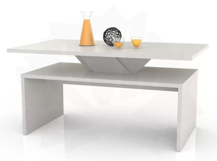 Rectangular White Oak Coffee Table With Shelf