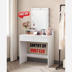 Dressing Table with Mirror and Adjustable LED Lights