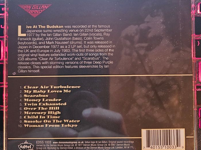 Ian Gillan Band "Live At The Budokan" Scarce CD Album