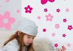 86 Pink Beautifull Princess Flowers Girls Room Vinyl Wall Stickers