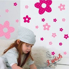 86 Pink Beautifull Princess Flowers Girls Room Vinyl Wall Stickers