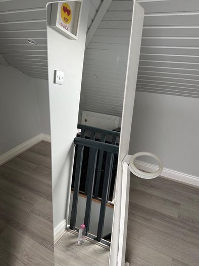 Stand alone mirror with storage