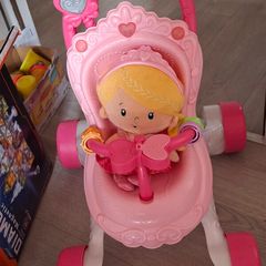 fisher price princess doll & pram