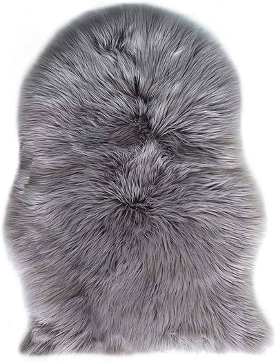 Faux Fur Sheepskin Style Rug (60 x 90 cm) Faux Fleece Chair Cover Seat Pad Soft Fluffy Shaggy Area Rugs For Bedroom Sofa Floor (gray, 60 x 90 cm)
