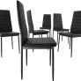 _Dining Room Set with Dining Table and 6 Dining Chairs. Durable Faux Leather. Robust Table Top Made of Safety Glass Image 3