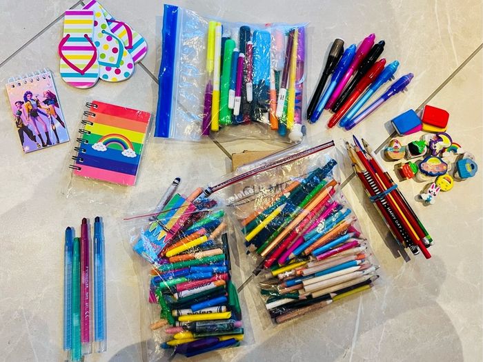 Crayons, pencils, markers