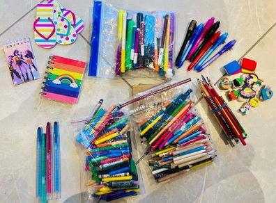 Crayons, pencils, markers
