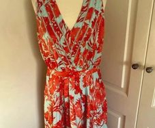 Banana Republic size 12 lined orange blue dress