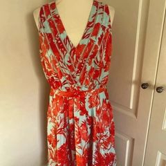 Banana Republic size 12 lined orange blue dress