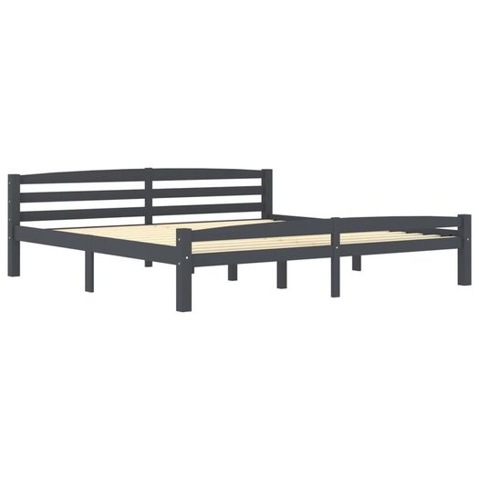 Bed Frame Dark Grey Solid Pinewood 180x200 cm