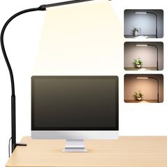 FREE P&P Led Desk Lamp with Clamp, Eye-Caring Clip on Light, Desk Light for Home Office, 3 Modes 10 Brightness, Flexible Gooseneck, Memory Function, Study, Work, Draw, Reading