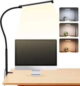 FREE P&P Led Desk Lamp with Clamp, Eye-Caring Clip on Light, Desk Light for Home Office, 3 Modes 10 Brightness, Flexible Gooseneck, Memory Function, Study, Work, Draw, Reading
