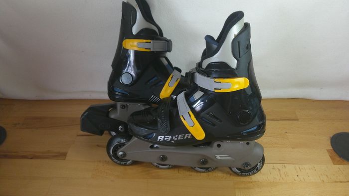 Bauer MVB Inline Skates Rollerblades Black/Yellow Junior / Small AdultUK 3 EU 36 Retro