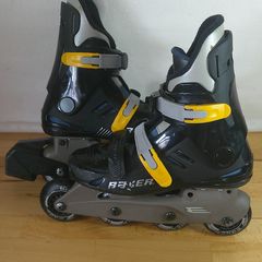 Bauer MVB Inline Skates Rollerblades Black/Yellow Junior / Small AdultUK 3 EU 36 Retro