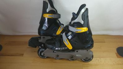 Bauer MVB Inline Skates Rollerblades Black/Yellow Junior / Small AdultUK 3 EU 36 Retro