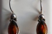 Vintage Baltic Amber Drop Earring, 925 Sterling Silver 2,1g