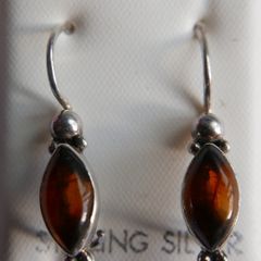 Vintage Baltic Amber Drop Earring, 925 Sterling Silver 2,1g