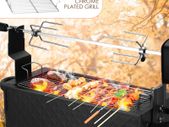 EU UK US 2-in-1 Grill&Electric Rotisserie Kit Automatic Barbecue BBQ Outdoor Folding Roaster, Roast Stove Grill Stainless Steel