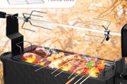 EU UK US 2-in-1 Grill&amp;Electric Rotisserie Kit Automatic Barbecue BBQ Outdoor Folding Roaster, Roast Stove Grill Stainless Steel