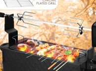 main image for ad EU UK US 2-in-1 Grill&amp;Electric Rotisserie Kit Automatic Barbecue BBQ Outdoor Folding Roaster, Roast Stove Grill Stainless Steel
