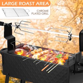 EU UK US 2-in-1 Grill&Electric Rotisserie Kit Automatic Barbecue BBQ Outdoor Folding Roaster, Roast Stove Grill Stainless Steel