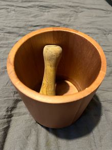 mortar and pestle acacia wooden hand made