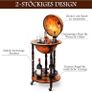 Globe Bar, Globe Bar Made of Eucalyptus, World Globe Bar Trolley with Wheels, Retro Home Bar, Mini Bar for Wine Glasses and Wine Bottles (Brown) Image 3