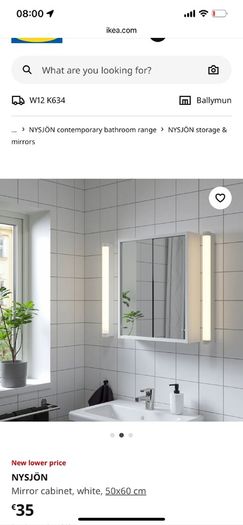 NYSJon Mirror cabinet, white, 50x60 cm