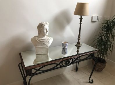Mirrored Brass Console Table