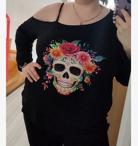 Unique Black Top with asymmetrical neckline size 20