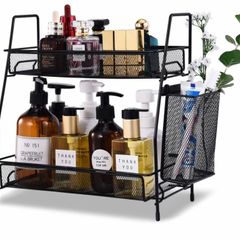 Countertop organizer for bathroom counter, the organizer for bedroom, spice rack organizer for kitchen counter shelf with small basket